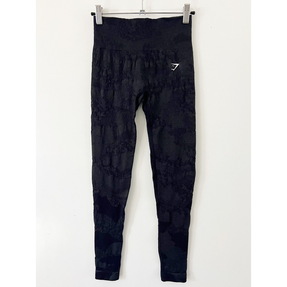 Gymshark Camo Seamless High Waisted Leggings Black Workout Fitness Activewear‎